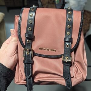 Michael Kors Blush and Black Studded Backpack